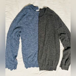 Two sweaters from Sonoma, a navy (left) and a black one (right).